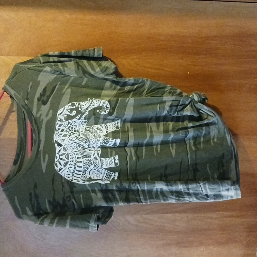 Women's size large camouflage elephant shirt